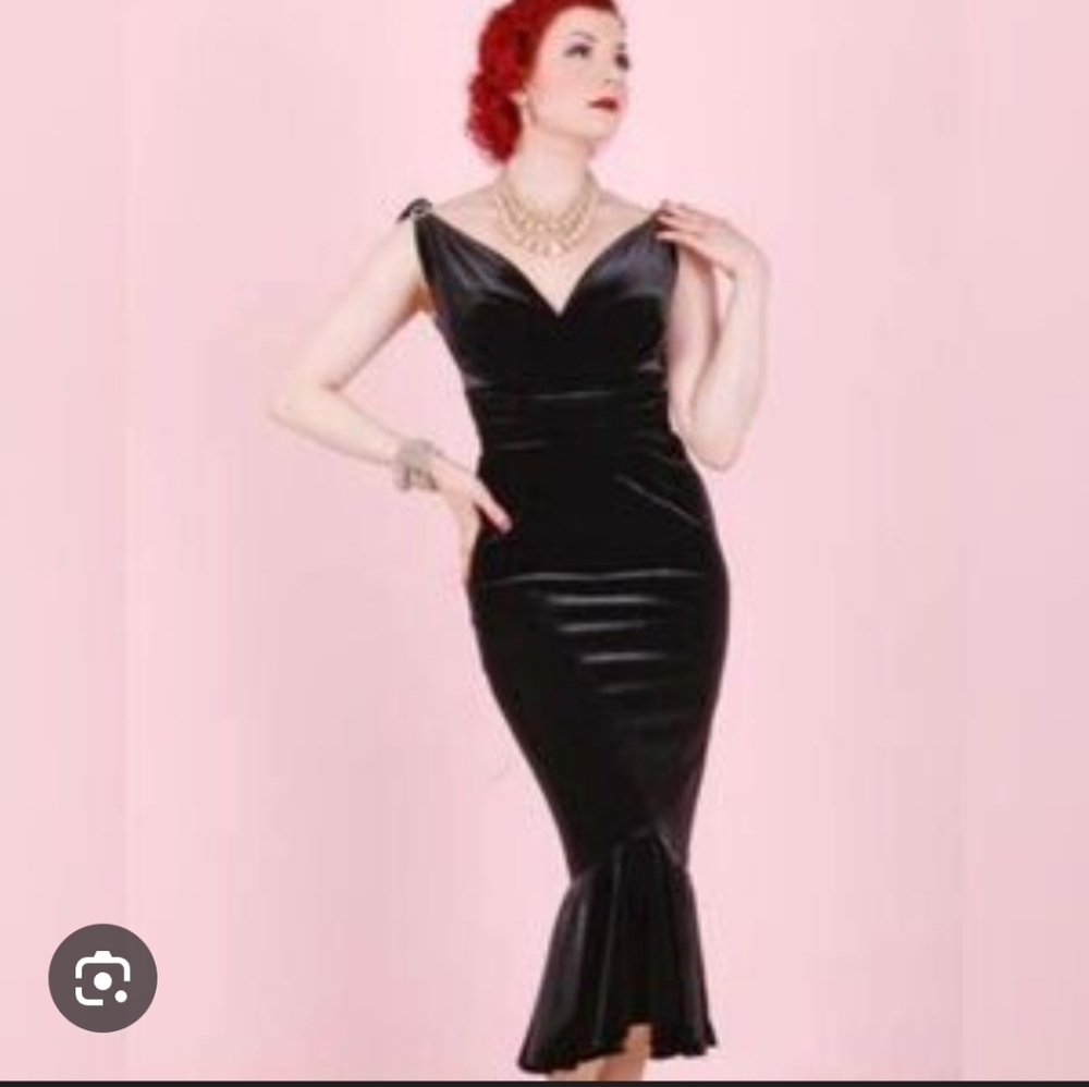 stop staring velvet black elegant pin up rockabilly retro y2k dress rihnstone Sm